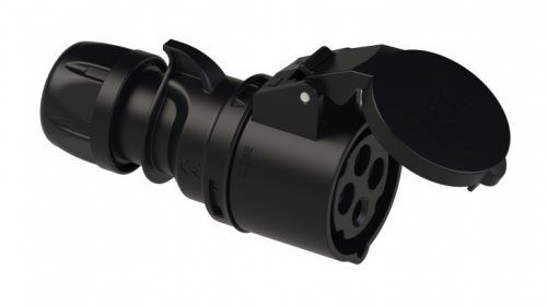 Розетка кабельная 16A 4п(3P+PE) 6ч, 400В, IP44 черная Bals 310607